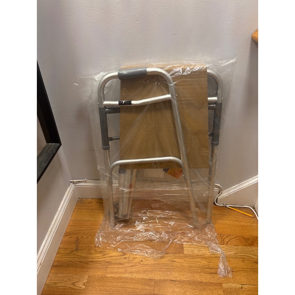 Medline Folding Walker Adult OS Silver New Two Button Mobility Aid MDS86410W54